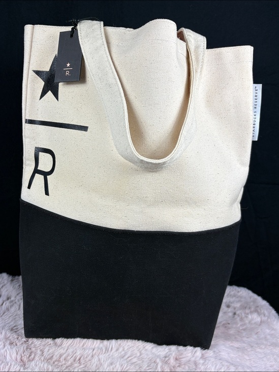 Starbucks Handbags - Starbucks Resurve OfficialCanvas Colorblock Tote Bag NWT Black Cream Gold Star